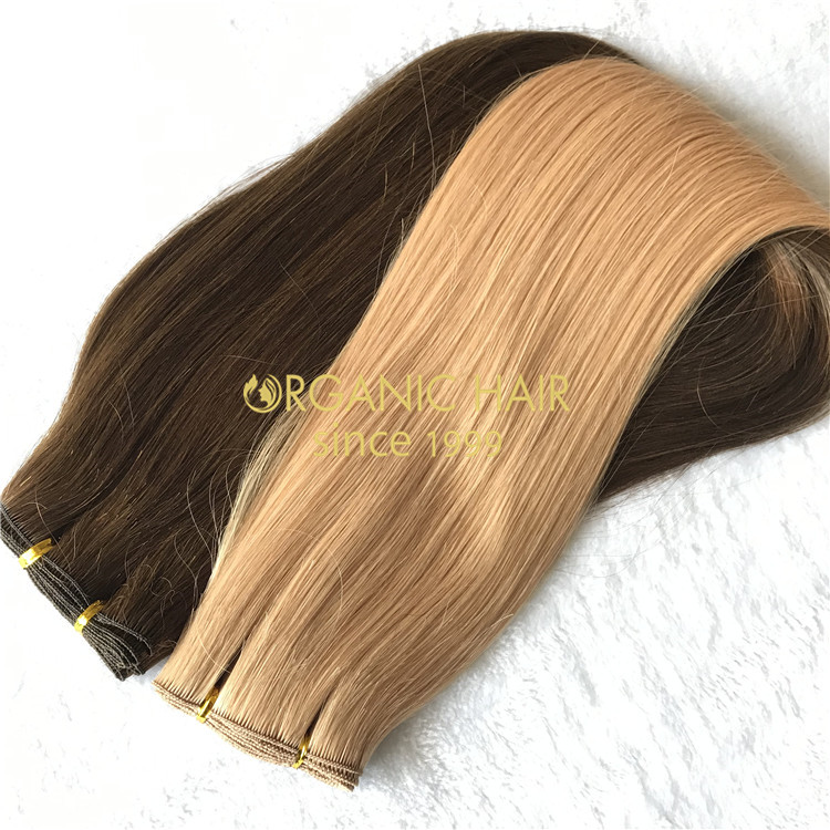 Human customized full cuticle hand tied wefts on sale X178